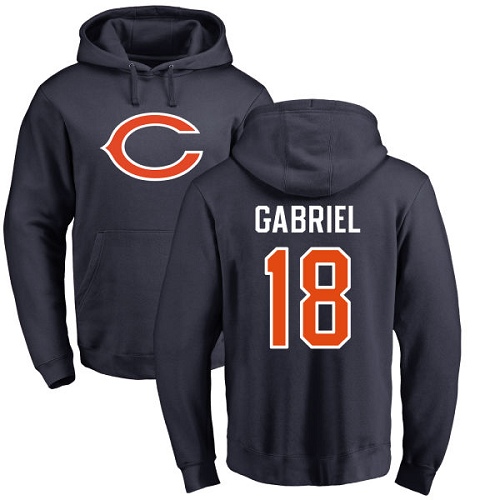 Chicago Bears Men Navy Blue Taylor Gabriel Name and Number Logo NFL Football #18 Pullover Hoodie Sweatshirts->nfl t-shirts->Sports Accessory
